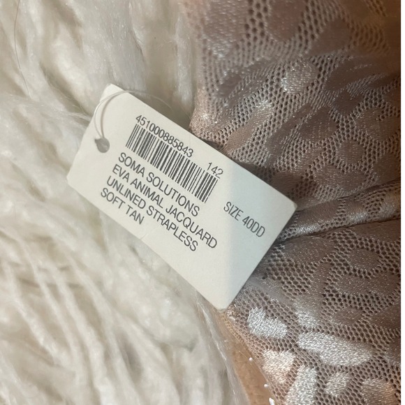 NWT Soma Intimates Lace Floral Romantic Lingerie Unlined Strapless Bra Gold 40DD - Picture 3 of 6